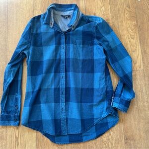 Lucky Brand Plaid Blue Button Down Shirt
